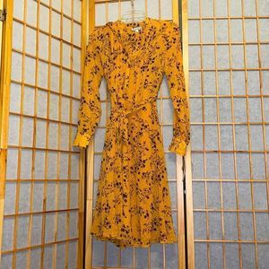Nanette Lepore gold floral waisted dress